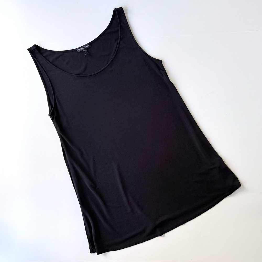 Eileen Fisher 100% Silk Tank Sleeveless Blouse Shell Black Size M